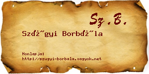 Szügyi Borbála névjegykártya